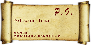 Policzer Irma névjegykártya